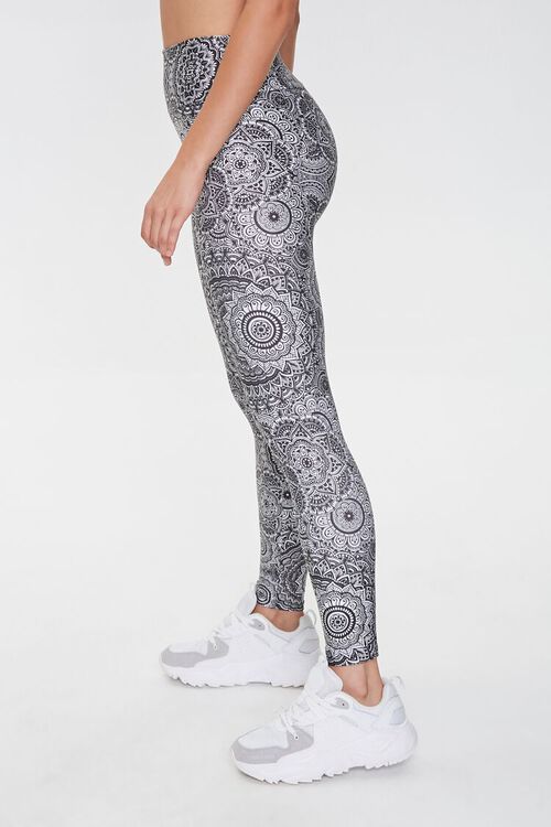 BLACK/WHITE Active Ornate Floral Print Leggings, image 2