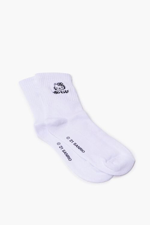 WHITE Embroidered Hello Kitty Crew Socks, image 2