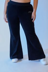 BLACK/MULTI Plus Size Velour FUBU Pants, image 2