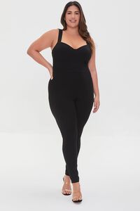 BLACK Plus Size Denim Sweetheart Jumpsuit, image 1