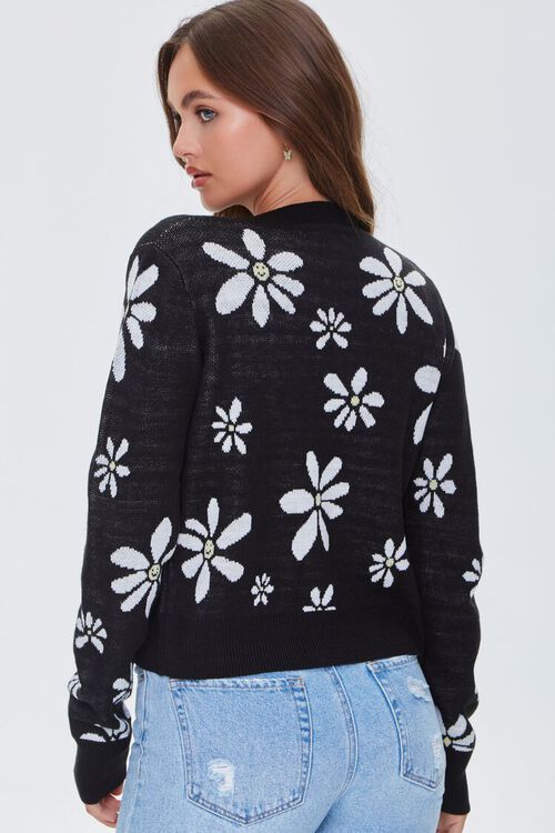 BLACK/YELLOW Daisy Print Cardigan Sweater, image 3