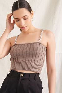 TAUPE/SILVER Sweater-Knit Chain Cami, image 1