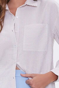 WHITE/TAUPE Striped Seersucker Shirt, image 5