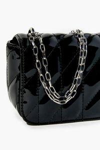 Faux Patent Leather Quilted Crossbody Bag, image 3