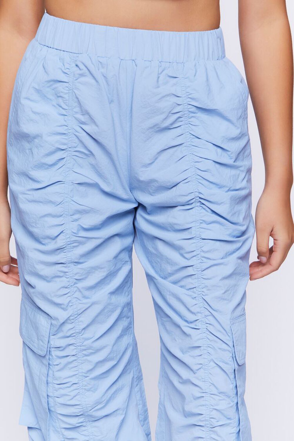 Forever 21 Girls Ruched Cargo Pants (Kids) in Blue, 11/12