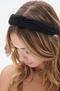 BLACK Knotted Textured Headband, image 2