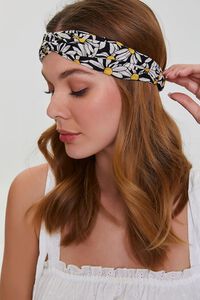 BLACK/MULTI Daisy Floral Twisted Headwrap, image 2