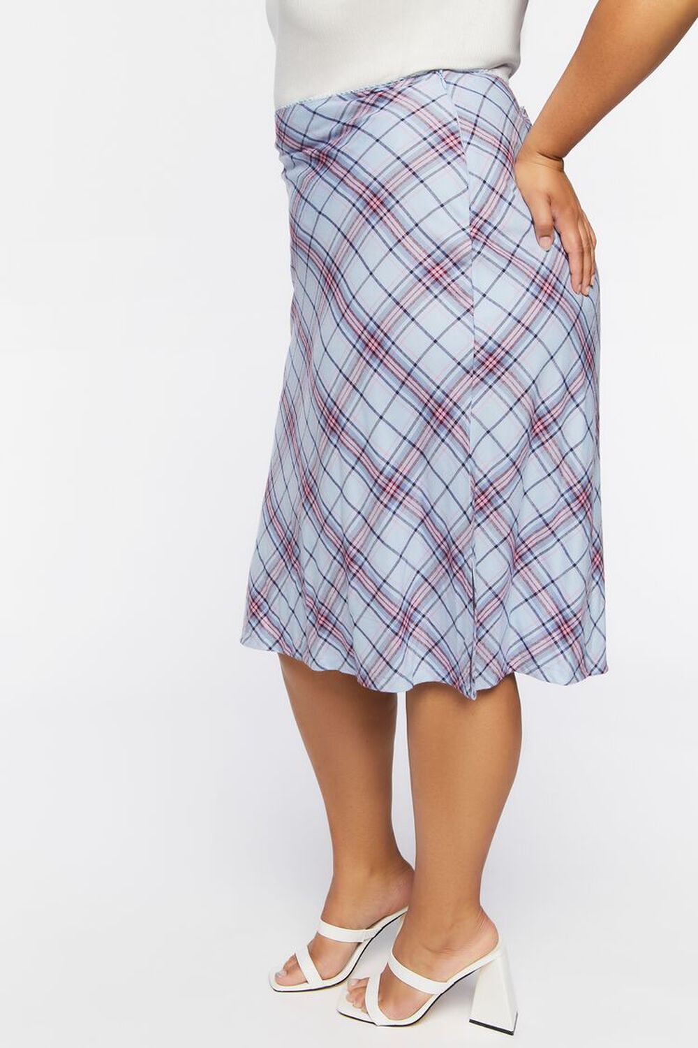 CLOUD/MULTI Plus Size Plaid A-Line Midi Skirt, image 3