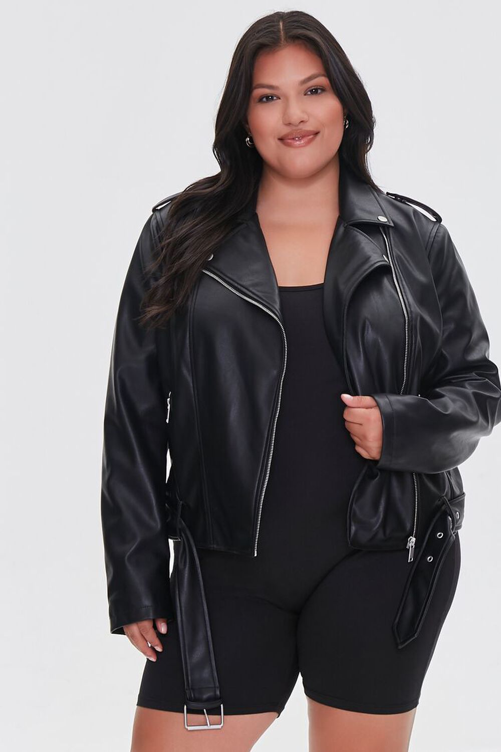 Belyse Hates Ubrugelig Plus Size Faux Leather Moto Jacket