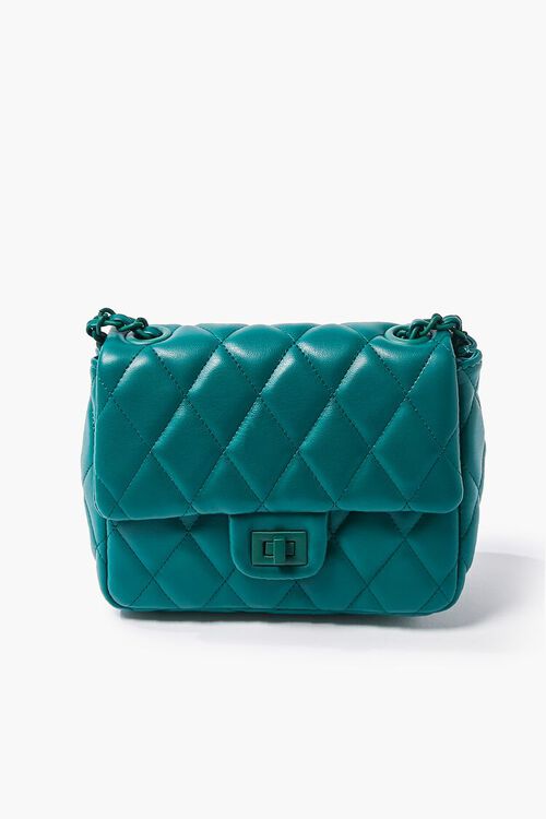 GREEN Quilted Square Crossbody Bag, image 1