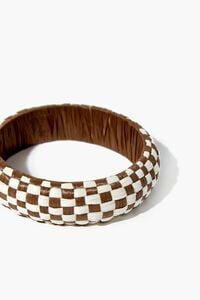 WHITE/BROWN Checkered Wooden Bangle Bracelet, image 3