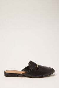BLACK Faux Leather Loafer Mules, image 1