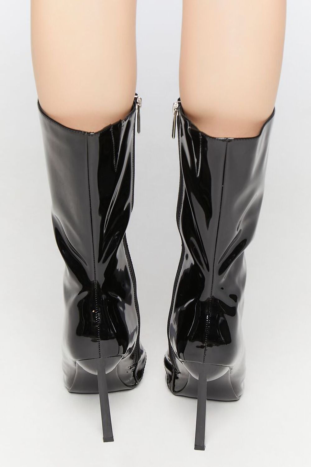 BLACK Faux Patent Leather Stiletto Boots, image 3