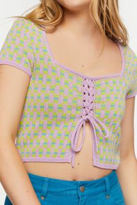 Lace-Up Sweater-Knit Crop Top, image 5