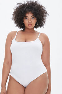 WHITE Plus Size Cami Bodysuit, image 5
