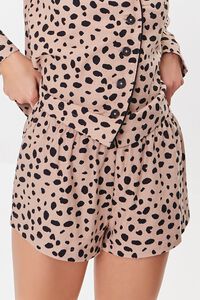 TAN/BLACK Cheetah Print Pajama Shirt & Shorts Set, image 6