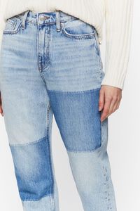 MEDIUM DENIM High-Rise Colorblock Straight Jeans, image 4