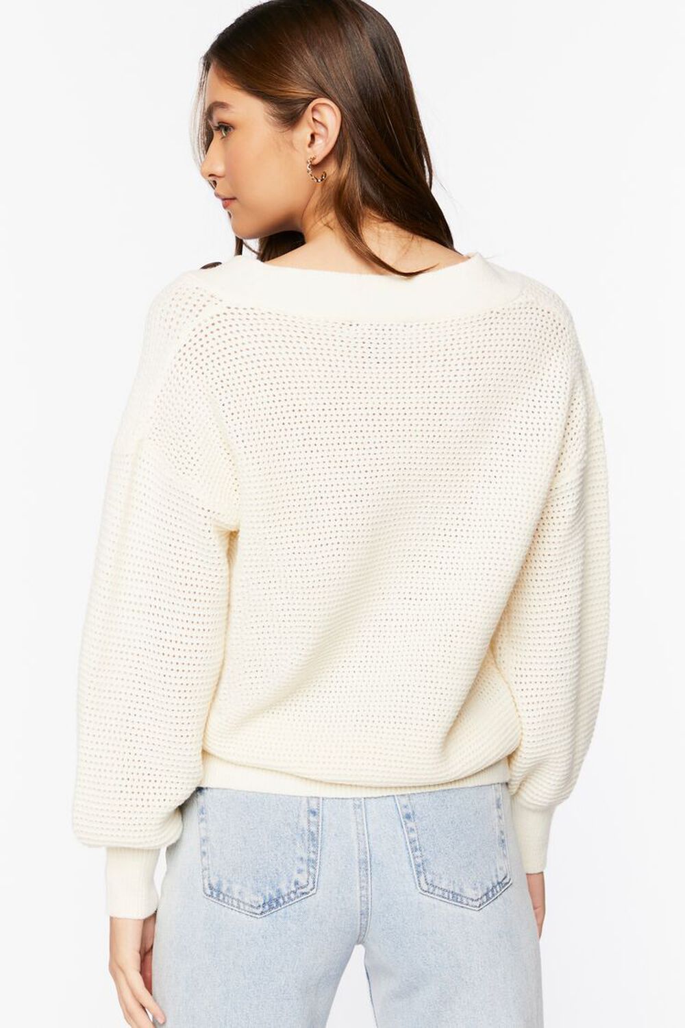 Open-Knit Buttoned Sweater