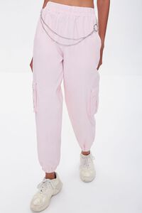 LIGHT PINK Twill Wallet Chain Cargo Joggers, image 2
