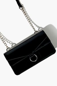 BLACK Faux Patent Leather Crossbody Bag, image 4