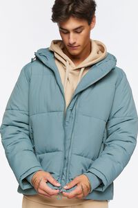 STONE BLUE Zip-Up Hooded Puffer Jacket, image 5