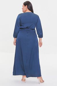 BLUE Plus Size Surplice Maxi Wrap Dress, image 3