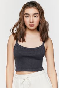 BLACK Seamless Mineral Wash Cropped Cami, image 1