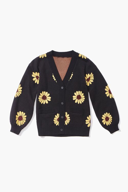 BLACK/MULTI Girls Sunflower Cardigan Sweater (Kids), image 1