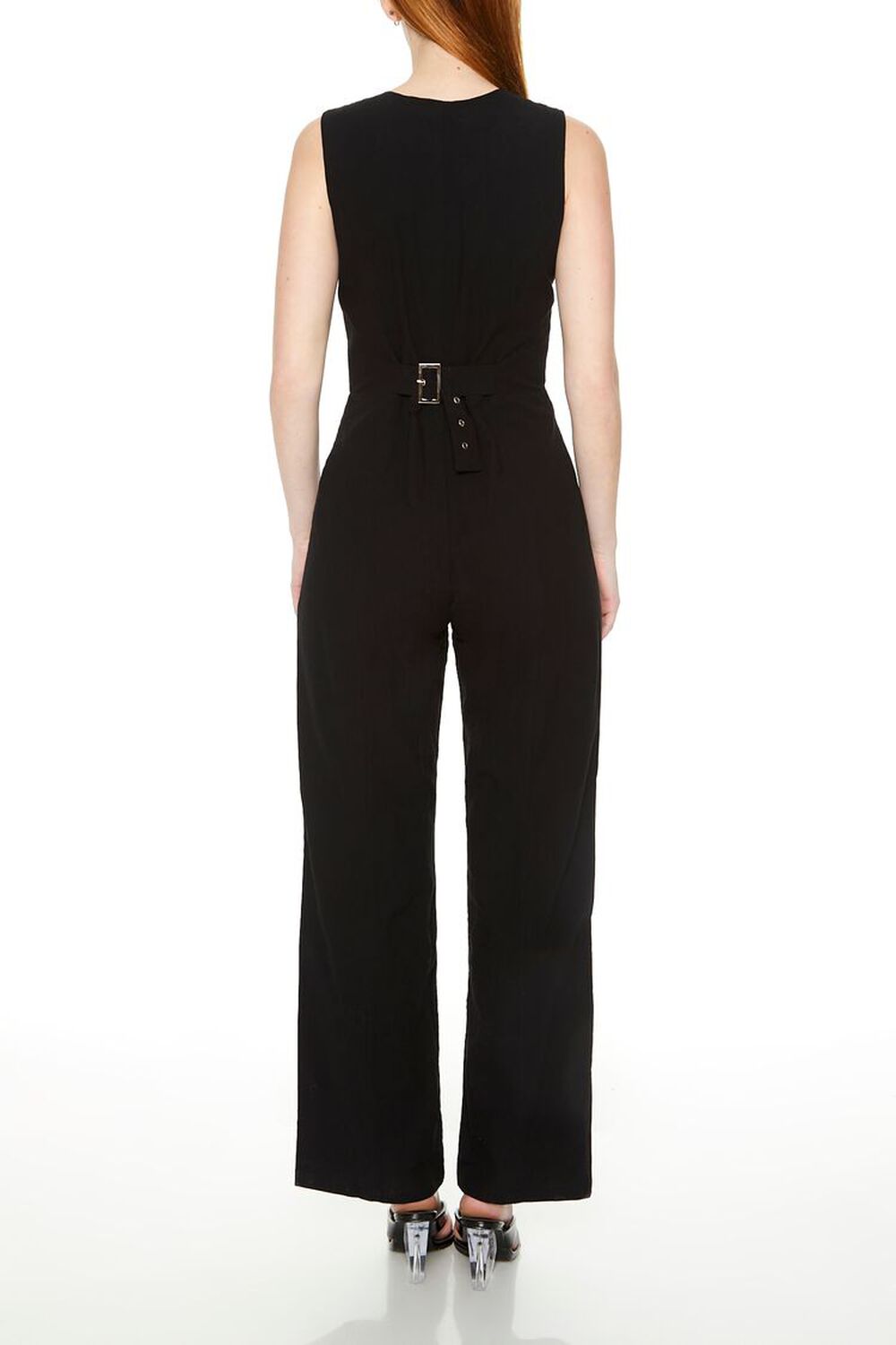 BLACK Sleeveless Button-Front Jumpsuit, image 3