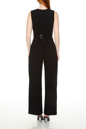 Sleeveless Button-Front Jumpsuit