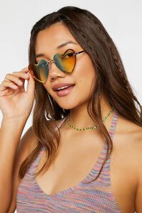 GOLD/GREEN Ombre Heart-Shaped Sunglasses, image 1