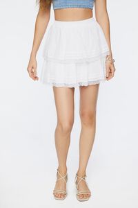 WHITE Tiered Lace-Trim Mini Skirt, image 2