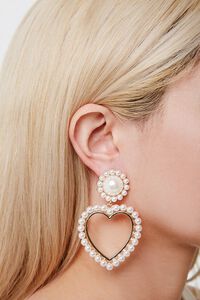 Faux Pearl Heart Drop Earrings, image 2