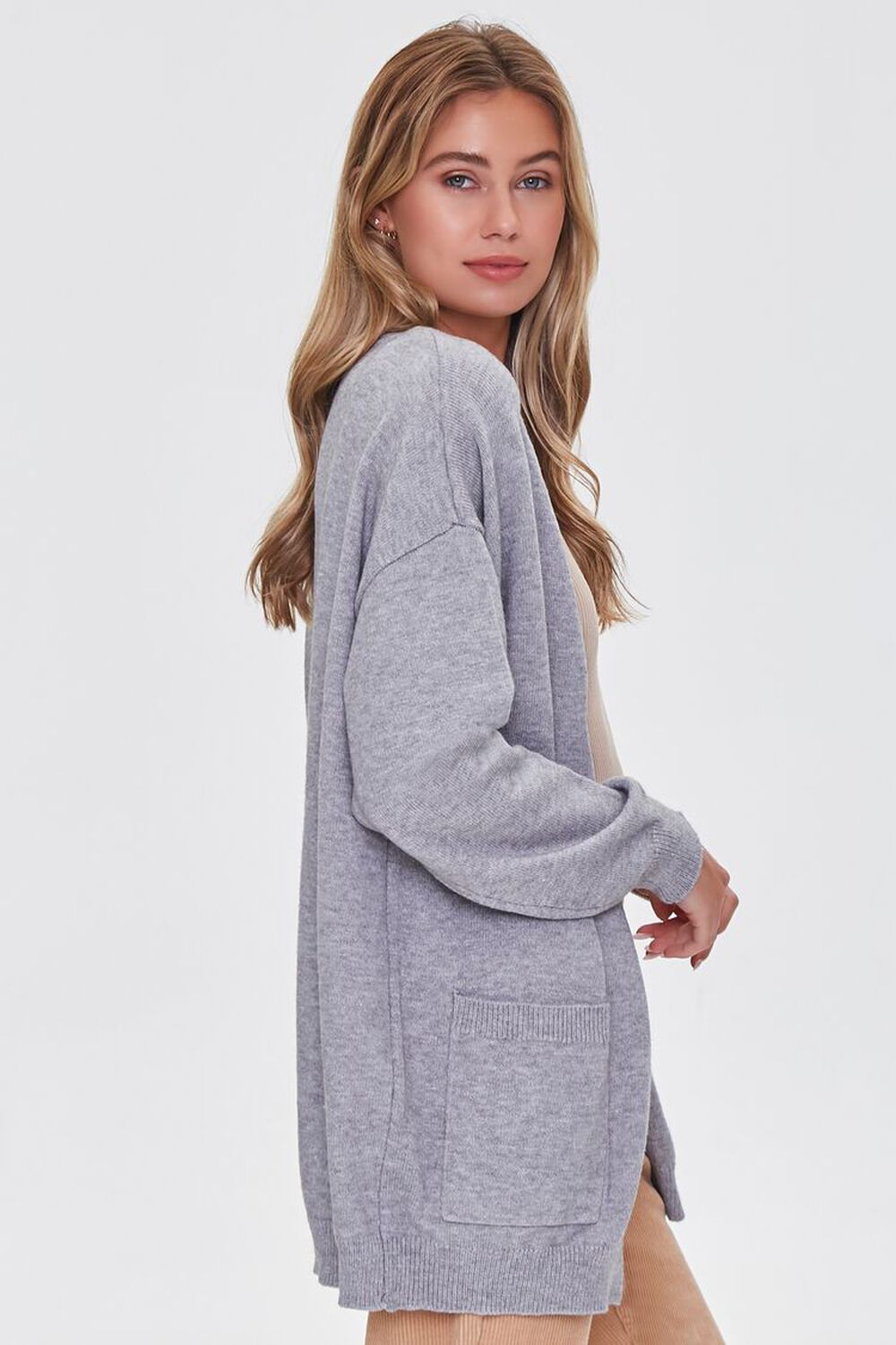 HEATHER GREY Open-Front Cardigan Sweater, image 2