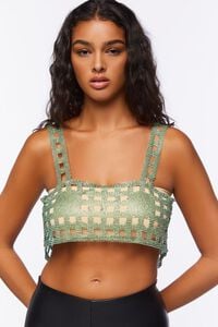 GREEN Open-Back Chainmail Crop Top, image 1