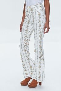 WHITE/MULTI Floral Print High-Rise Flare Pants, image 3