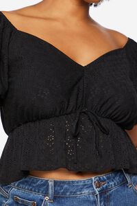 BLACK Plus Size Embroidered Floral Crop Top, image 5