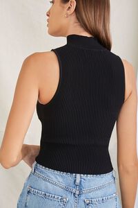 BLACK Sweater-Knit Mock Neck Top, image 3