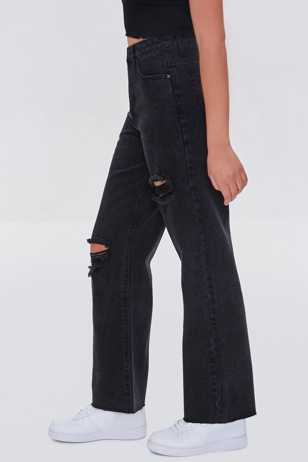 Dr Denim Macy Flare Jeans With Ripped Knees In Black, 49% OFF
