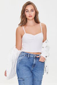 WHITE Ruched Sweetheart Cami, image 1