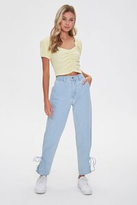 YELLOW Ruched Puff-Sleeve Top, image 4