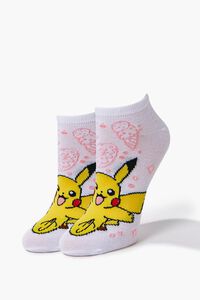 WHITE/MULTI Pikachu Graphic Ankle Socks, image 1