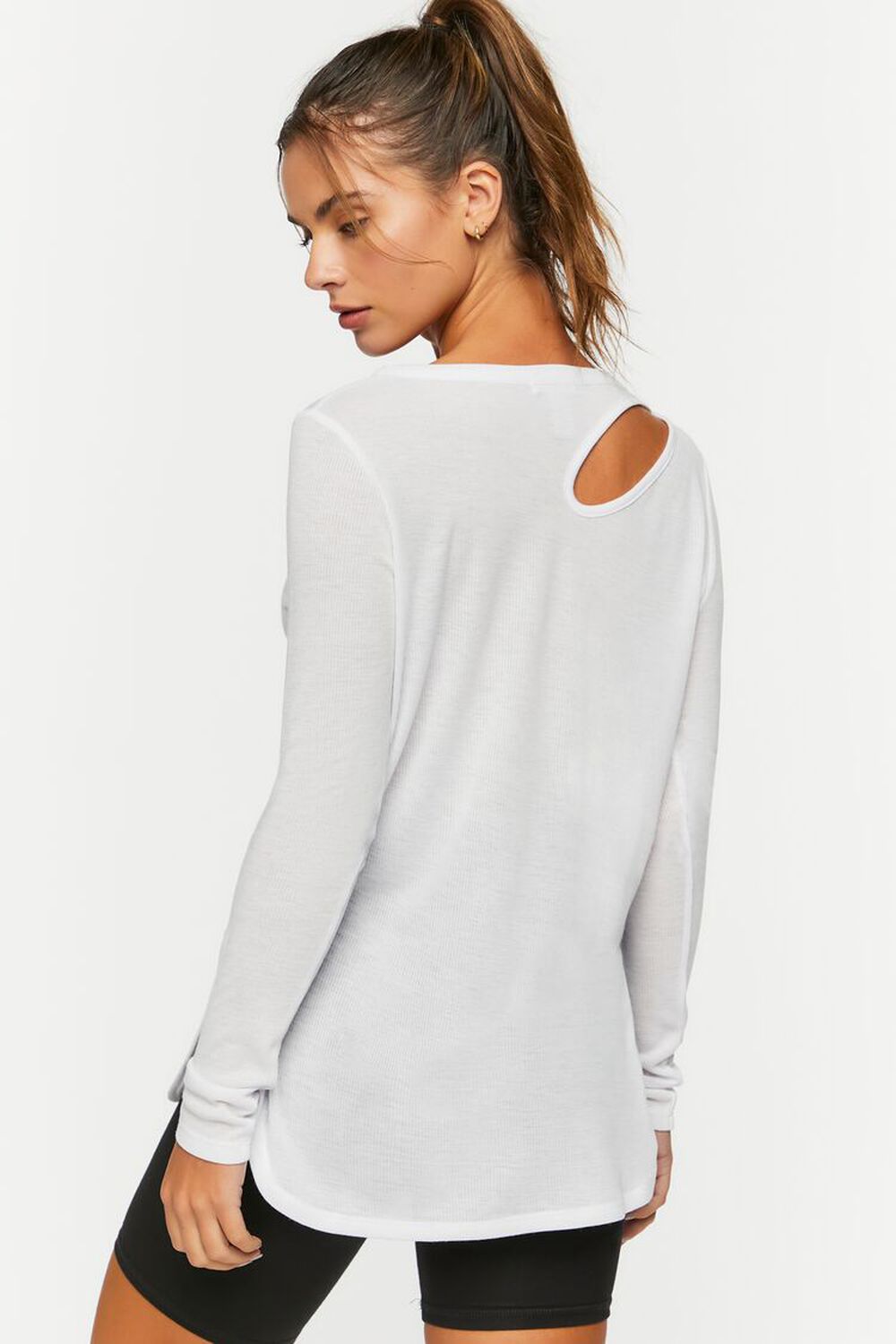 WHITE Active Cutout Long-Sleeve Top, image 3