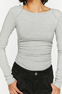 HEATHER GREY Ruched Long-Sleeve Tee, image 5