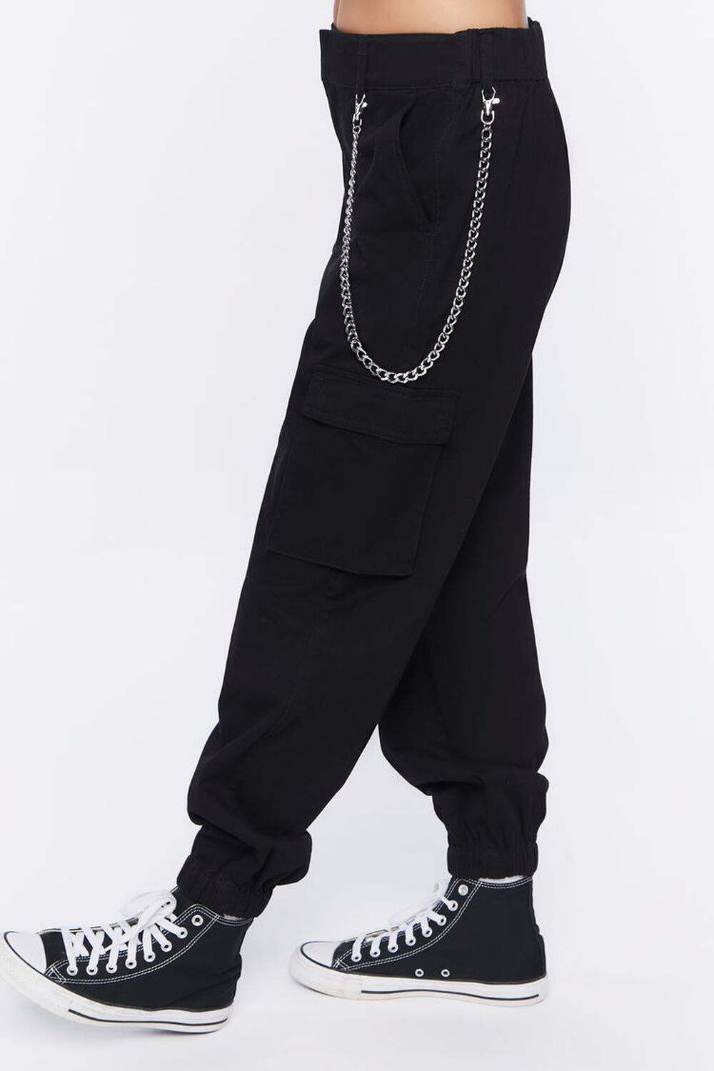BLACK Wallet Chain Cargo Joggers, image 3