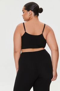 BLACK Plus Size Cropped Cami & Pants Set, image 3