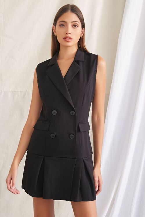 BLACK Double-Breasted Mini Blazer Dress, image 1