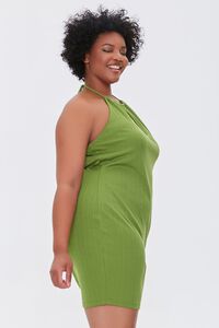 GREEN Plus Size Halter Mini Dress, image 2