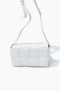 WHITE Faux Leather Crosshatch Crossbody Bag, image 5