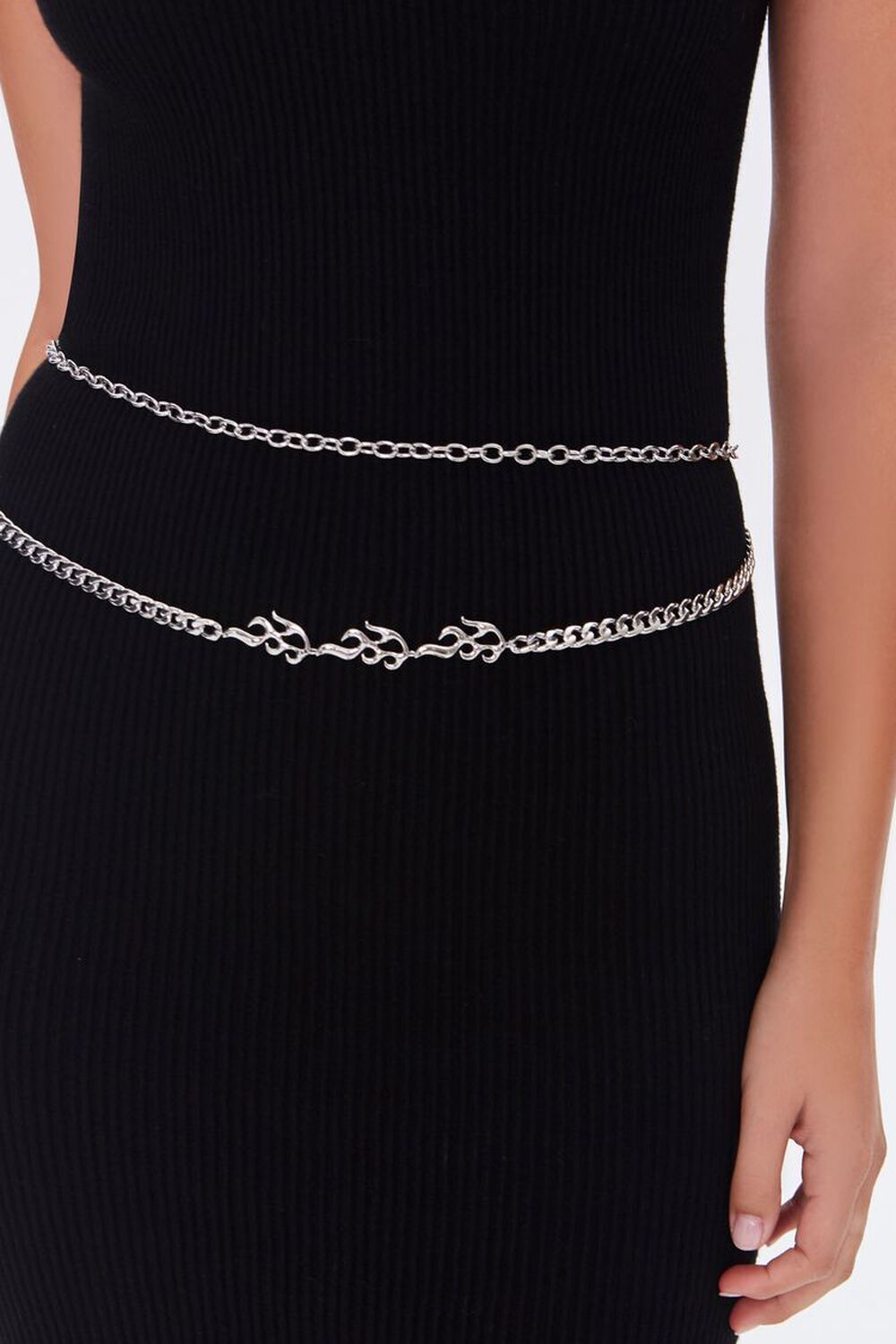 SILVER Flame Chain Hip Layered Belt, image 1